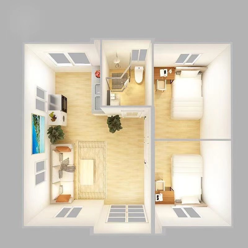 Two bedroom layout view 1