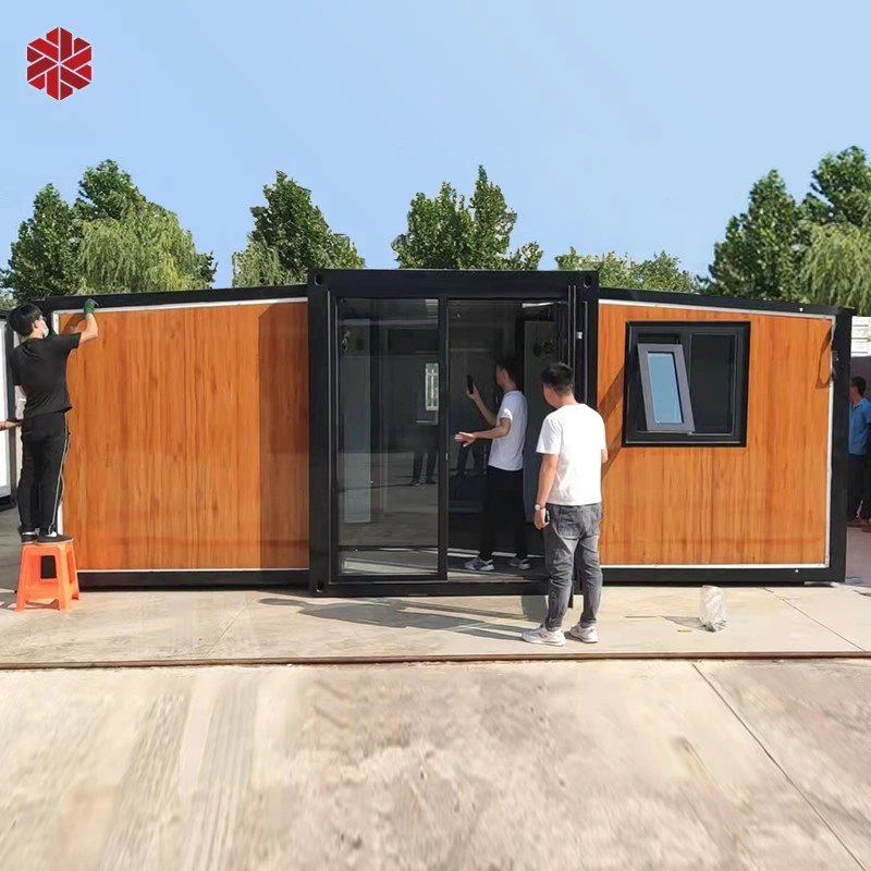 Expandable container house wooden surface