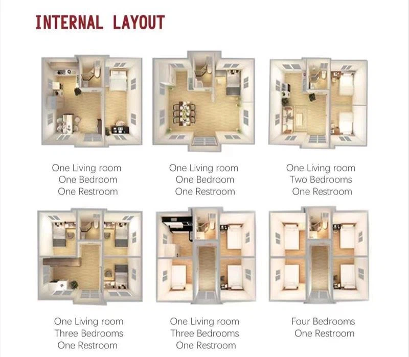 Expandable container house interior layout