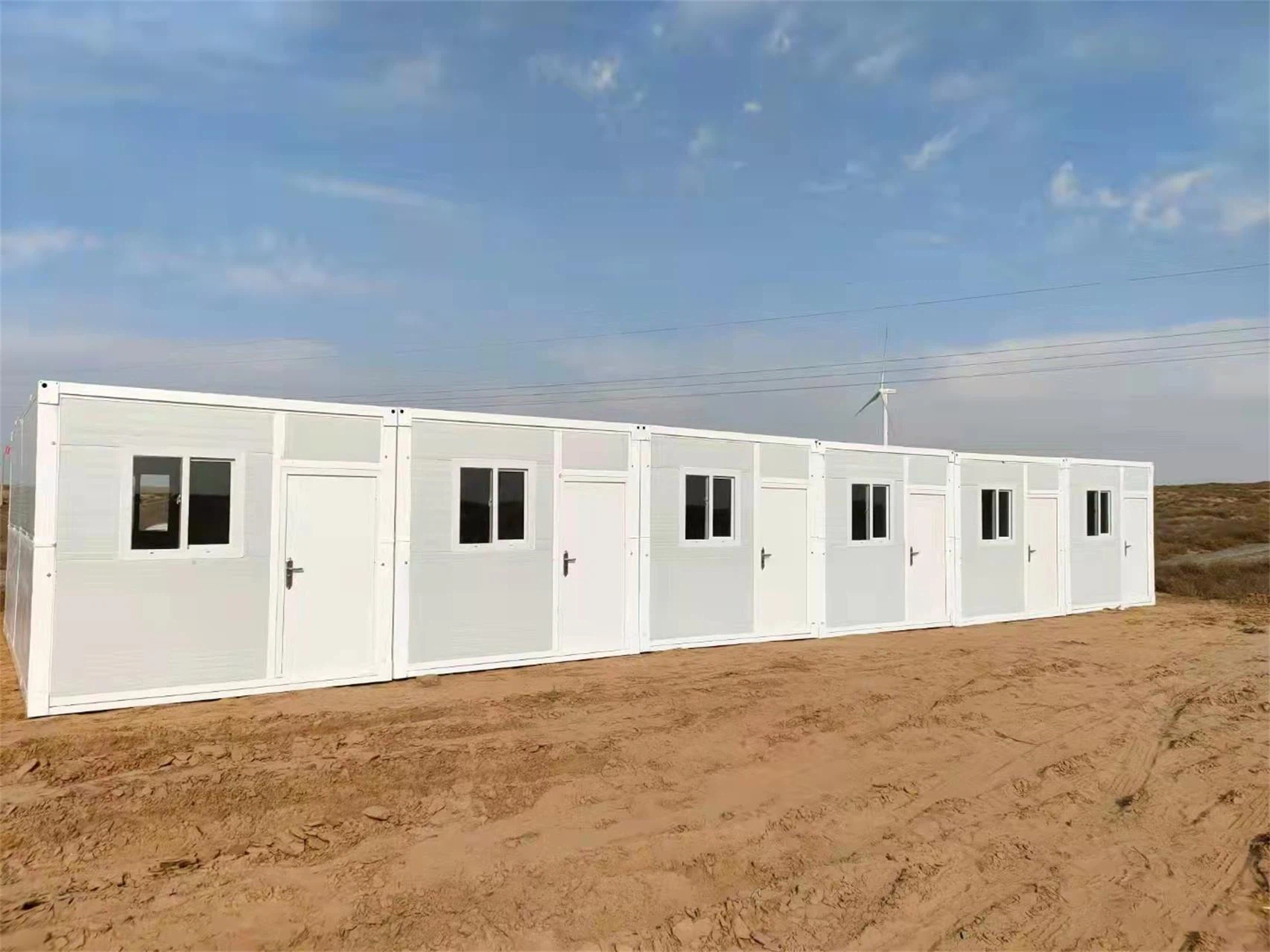Prefab house in a field