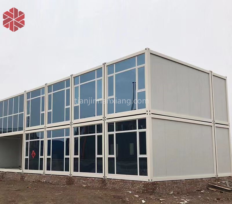 A two-story container dormitory.