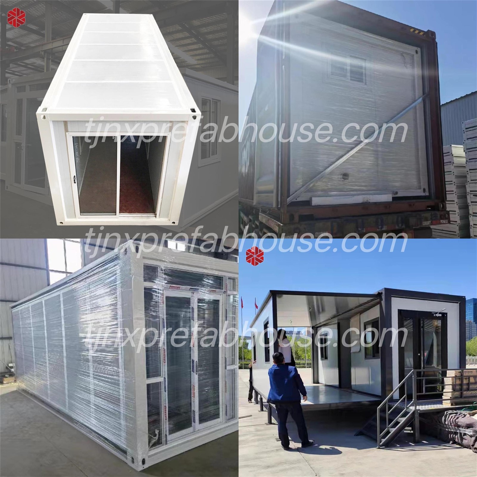 Expandable container house packed for transport