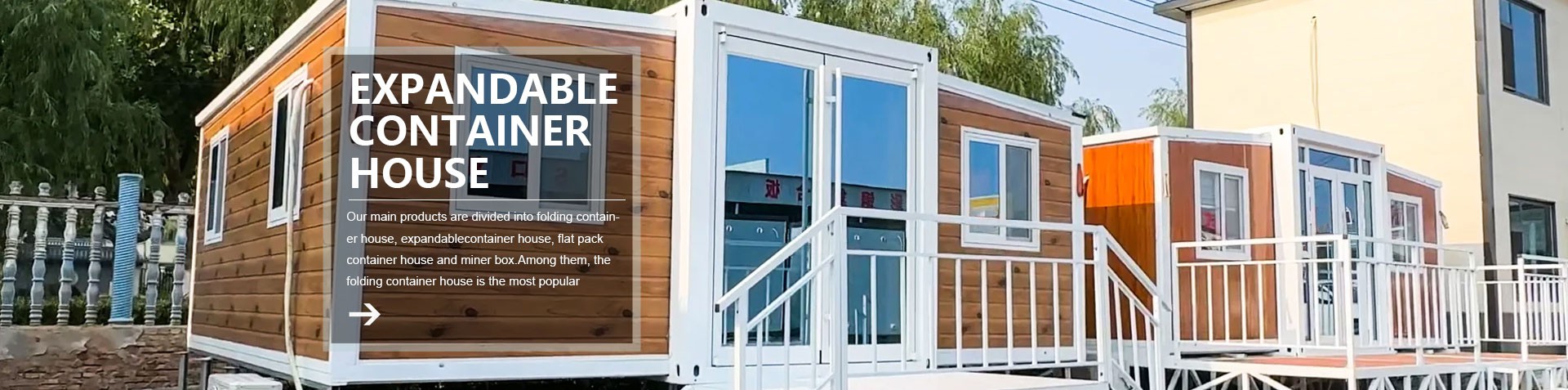 Expandable container house banner